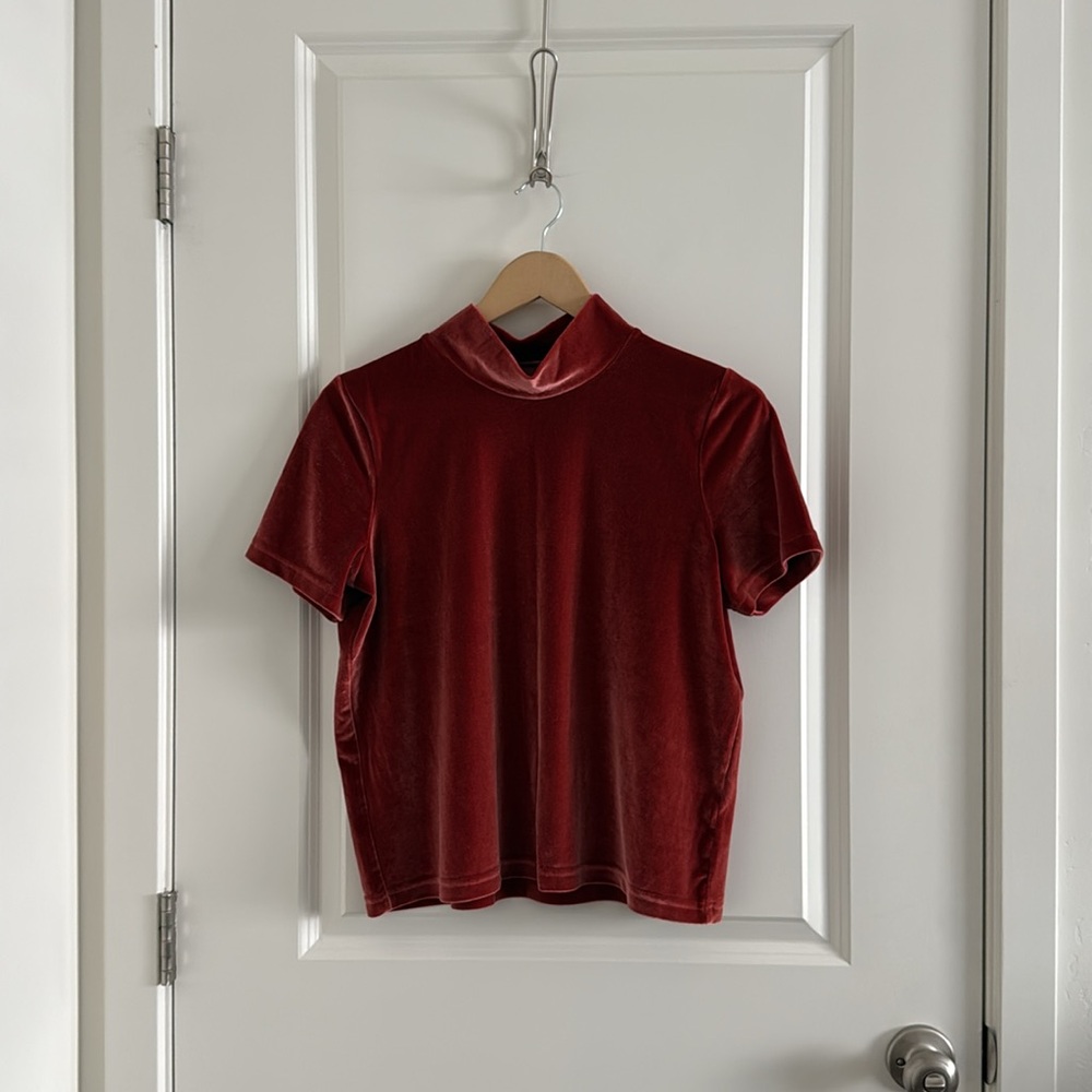 Madewell Crushed Velvet Mock Neck Blouse (M)